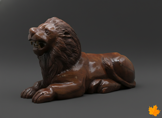Walnut Lion Decorative Figurine