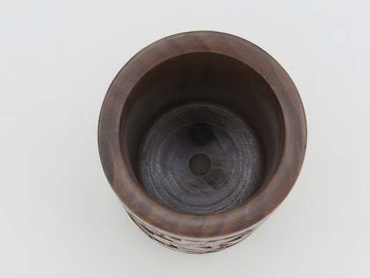Carved Cylindrical Decorative Pot