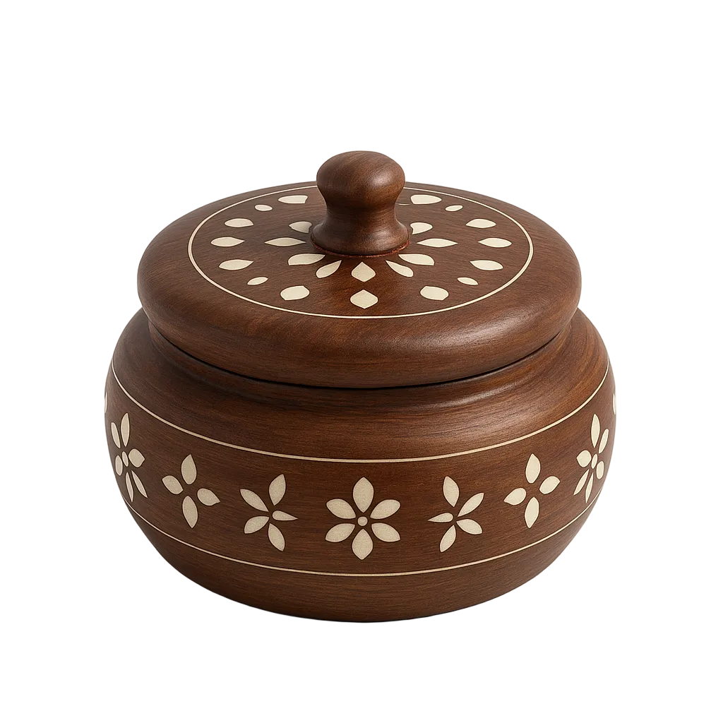 Handcrafted wooden chapati hotpot storage box