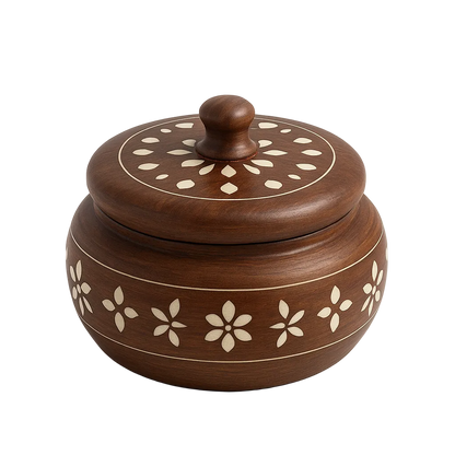 Handcrafted wooden chapati hotpot storage box