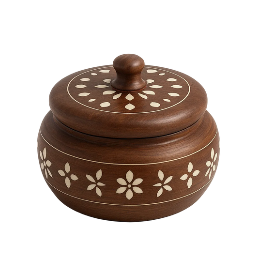 Handcrafted wooden chapati hotpot storage box