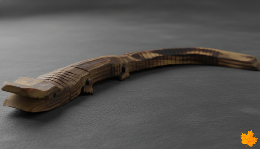 Handcrafted walnut wood Articulated Crocodile Decorative Toy for home decor and gifting.