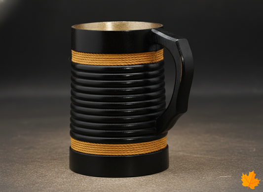 Handcrafted walnut wood Black Gold Kashmiri Mug for home decor and gifting.