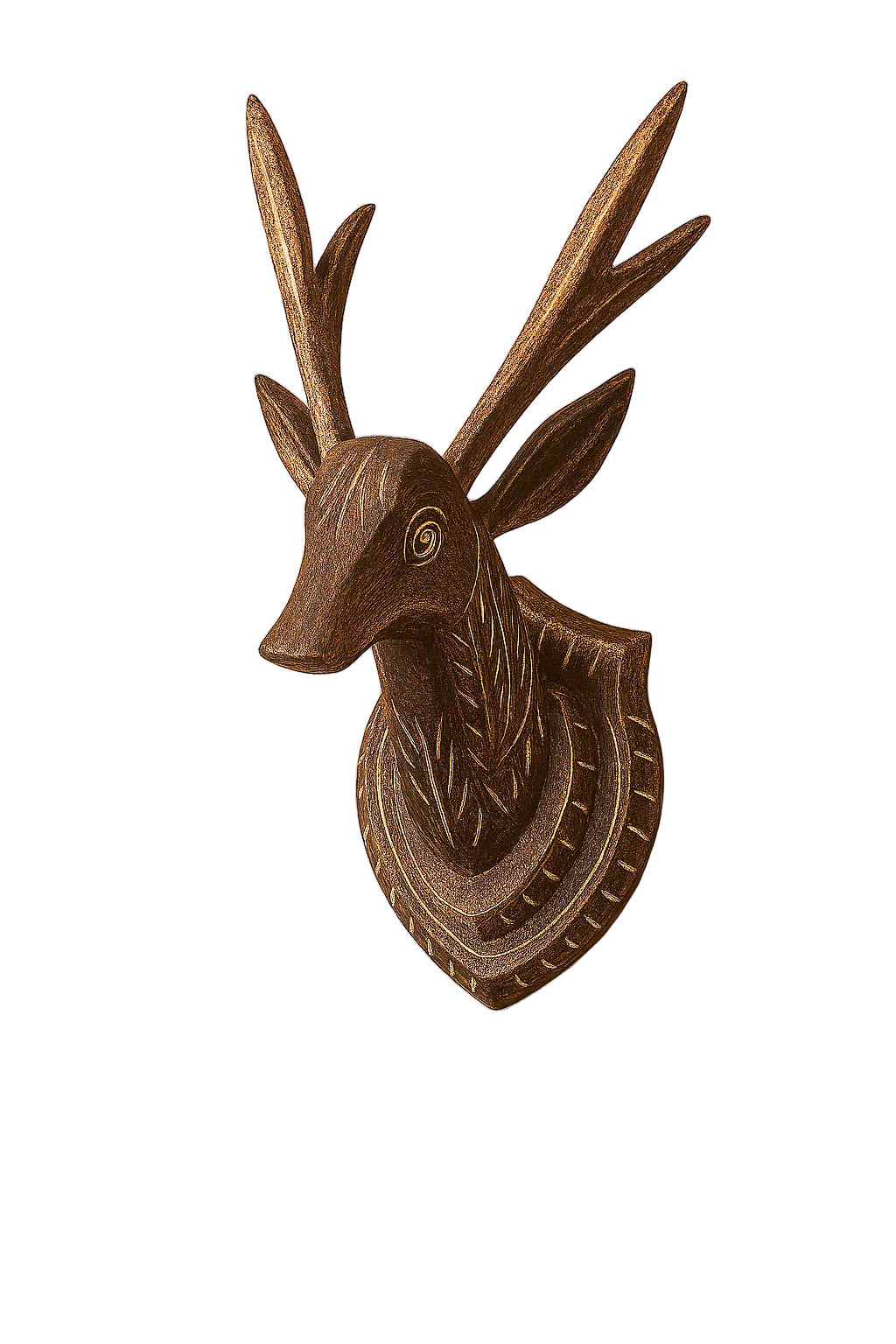 Handcrafted wooden deer head wall decor