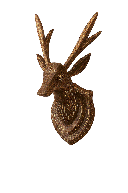 Handcrafted wooden deer head wall decor