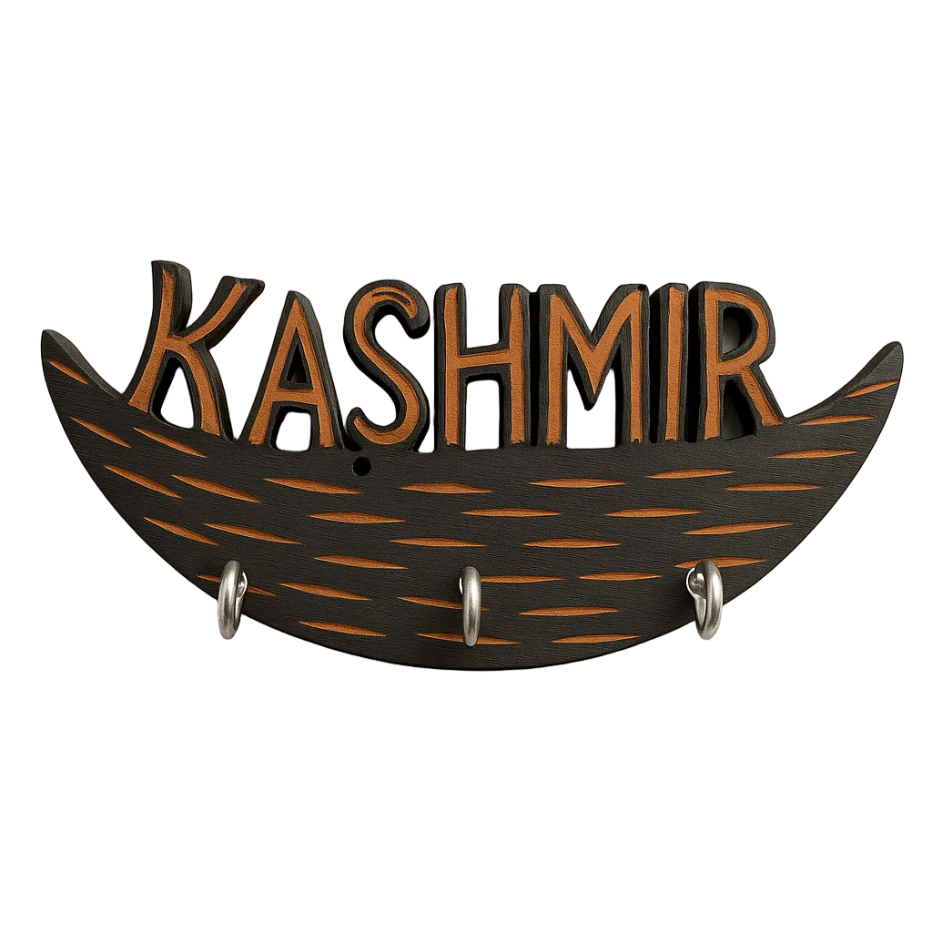 Handcrafted wooden Kashmir boat key holder
