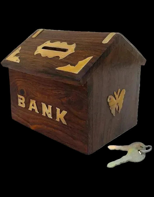 Classic handcrafted wooden money bank