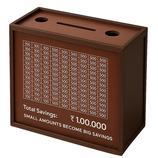 Handcrafted Kashmiri walnut wood hand carved money bank