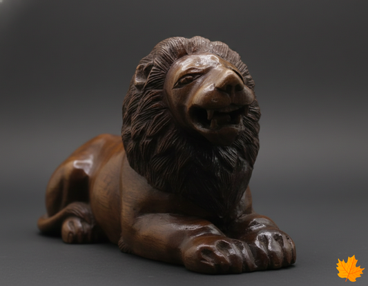 Handcrafted walnut wood Walnut Lion Decorative Figurine for home decor and gifting.