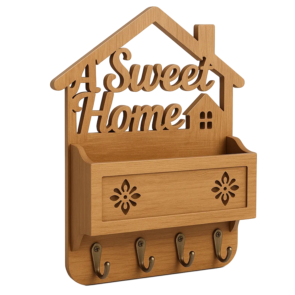 Handcrafted wooden sweet home wall key holder