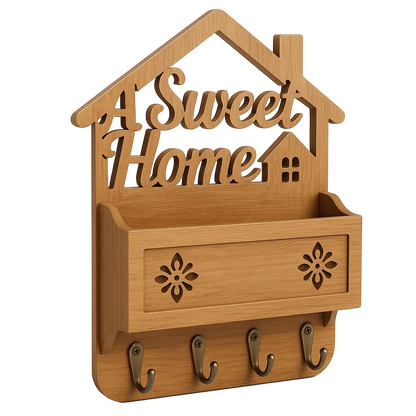 Handcrafted wooden sweet home wall key holder