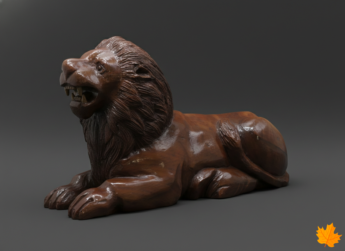 Walnut Lion Decorative Figurine