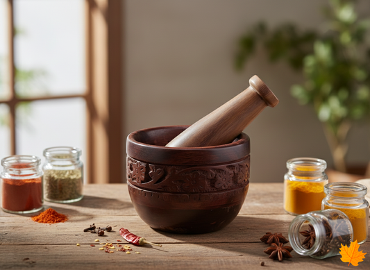 Floral Carved Mortar Pestle