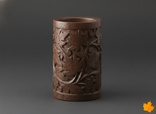 Carved Cylindrical Decorative Pot