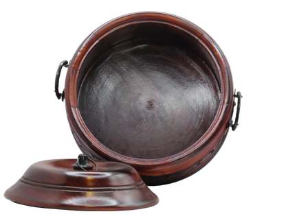 Handcrafted wooden chapati storage container with lid