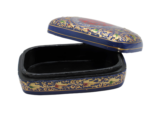 Handcrafted painted wooden decorative box with floral art