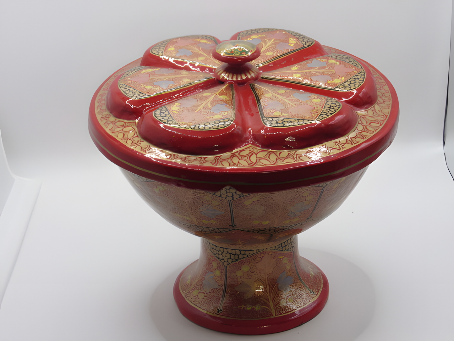 Painted Floral Pedestal Pot