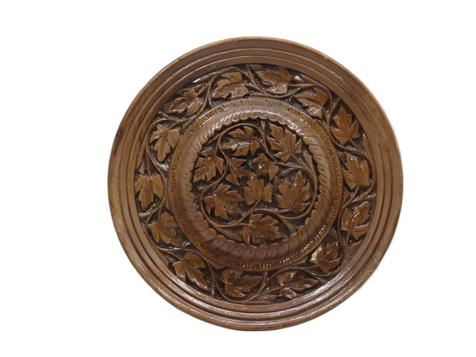 Handcrafted wooden dry fruit plate with tree motif