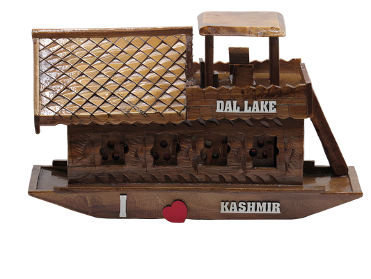 Handcrafted wooden Dal Lake houseboat decorative showpiece