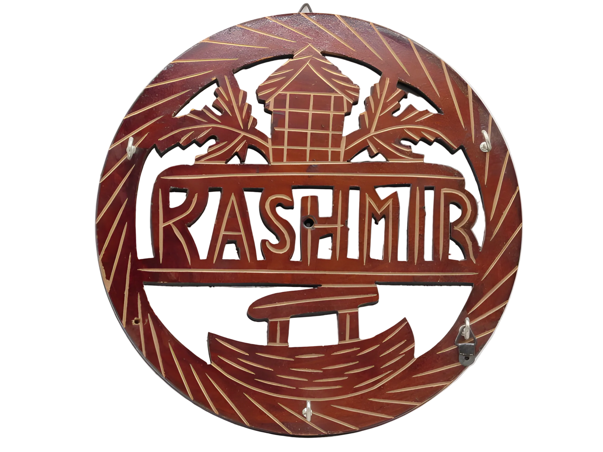 Handcrafted wooden wall key holder with cutwork Kashmir design