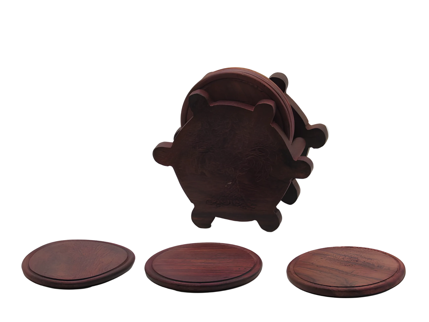 Handcrafted wooden coasters set with tree of life design