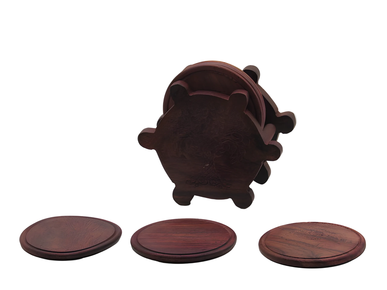 Handcrafted wooden coasters set with tree of life design