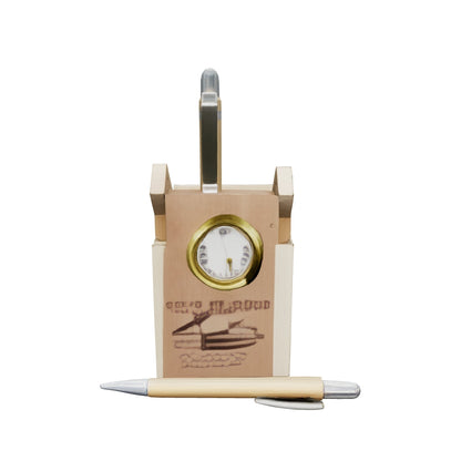 Houseboat Desk Clock Pen Stand