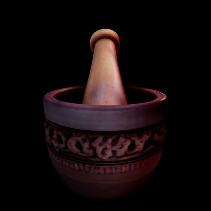 Floral Carved Mortar Pestle