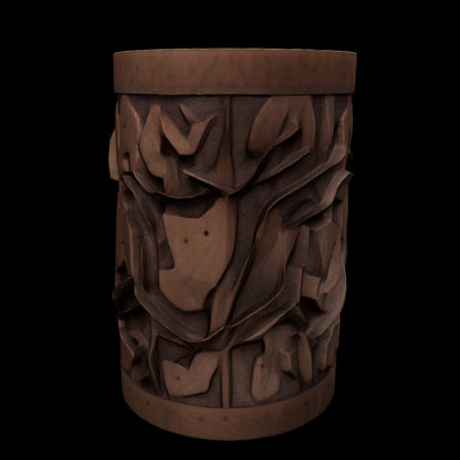 Carved Cylindrical Decorative Pot