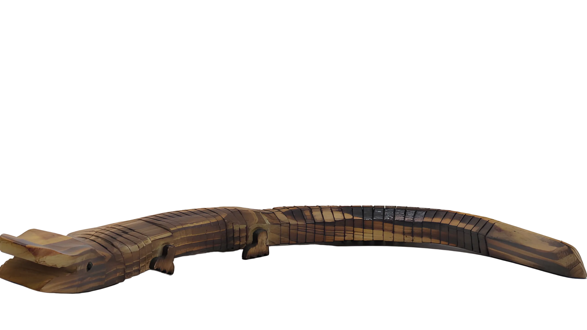 Handcrafted articulated wooden crocodile decorative toy