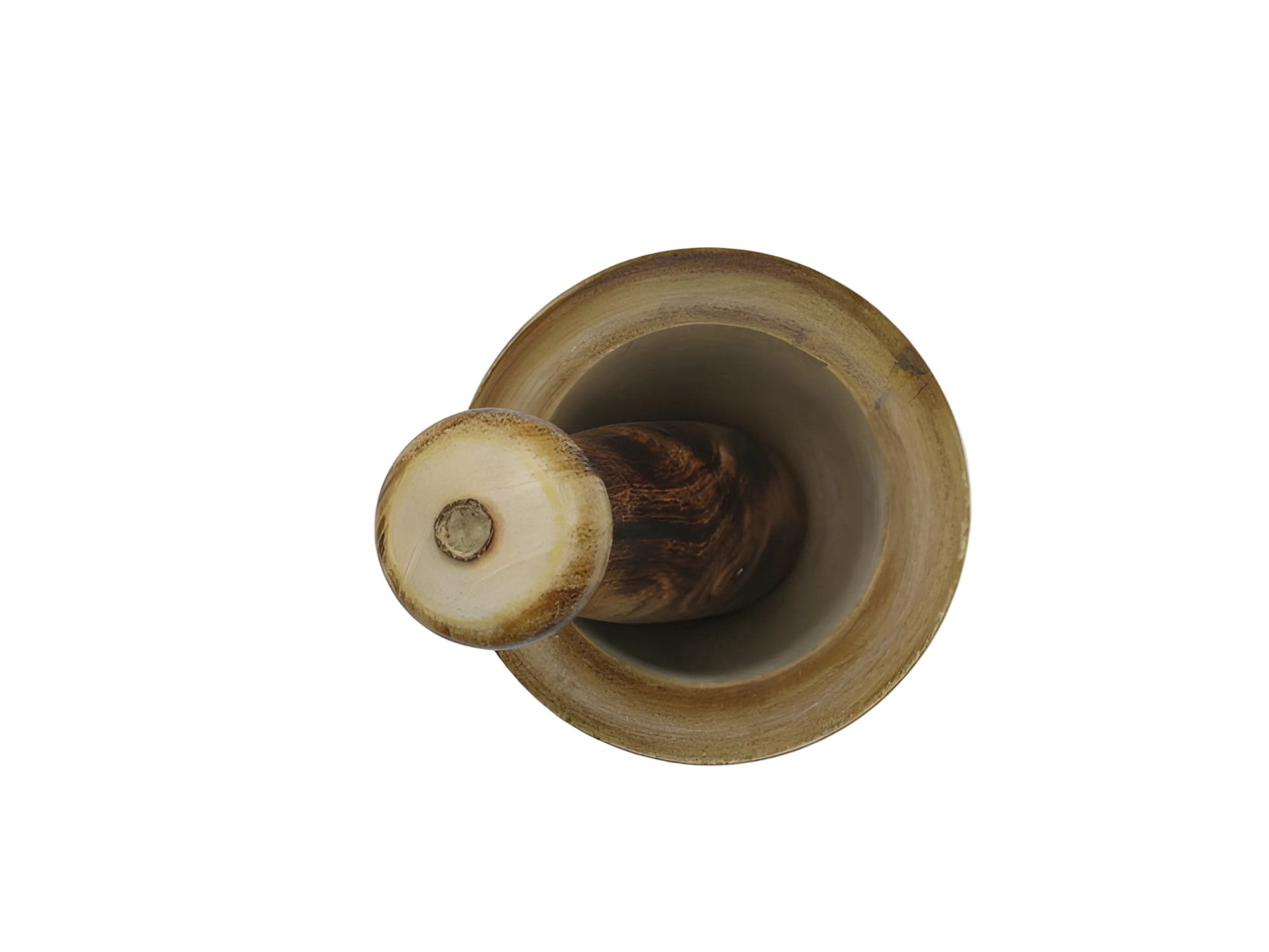 Wooden pepper grinder on a white background