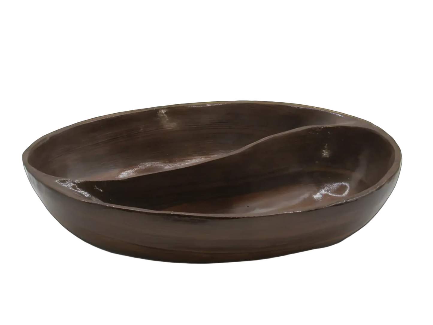 Brown walnut wood bowl