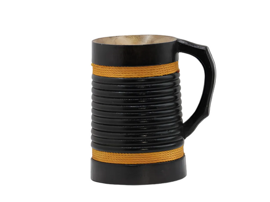 Handcrafted Kashmiri wooden mug with black gold finish