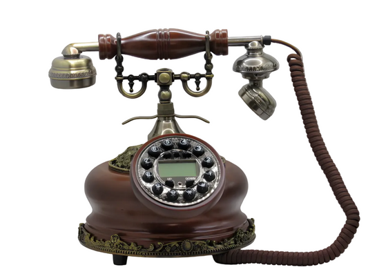 Vintage style brass rotary telephone decorative showpiece