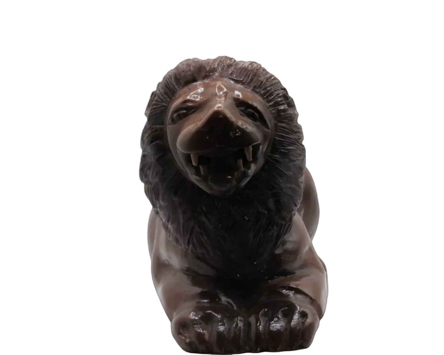 Brown lion statue on a white background